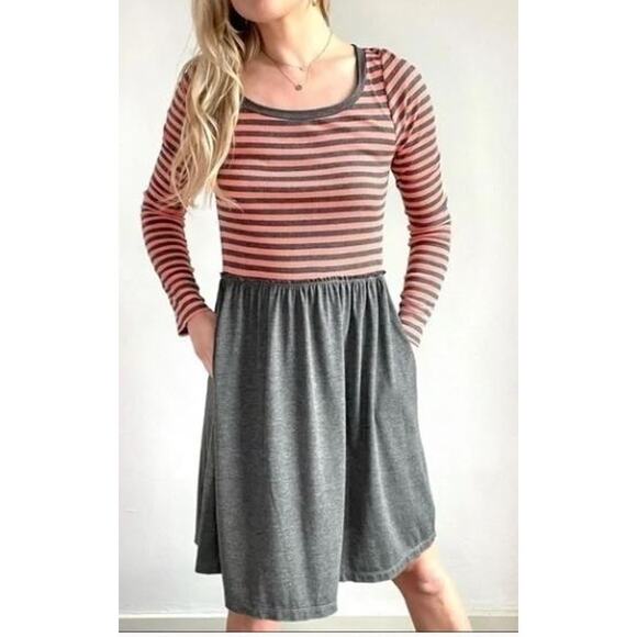 Anthropologie Dresses & Skirts - Saturday Sunday Anthropologie Gray & Burnt Orange Dress Long Sleeve Size Medium